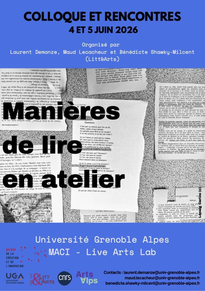 Colloque Manière de lire en atelier - Affiche